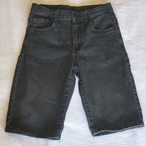 Zara Boys Size 11-12 Long Black Stretch Denim Jean Shorts